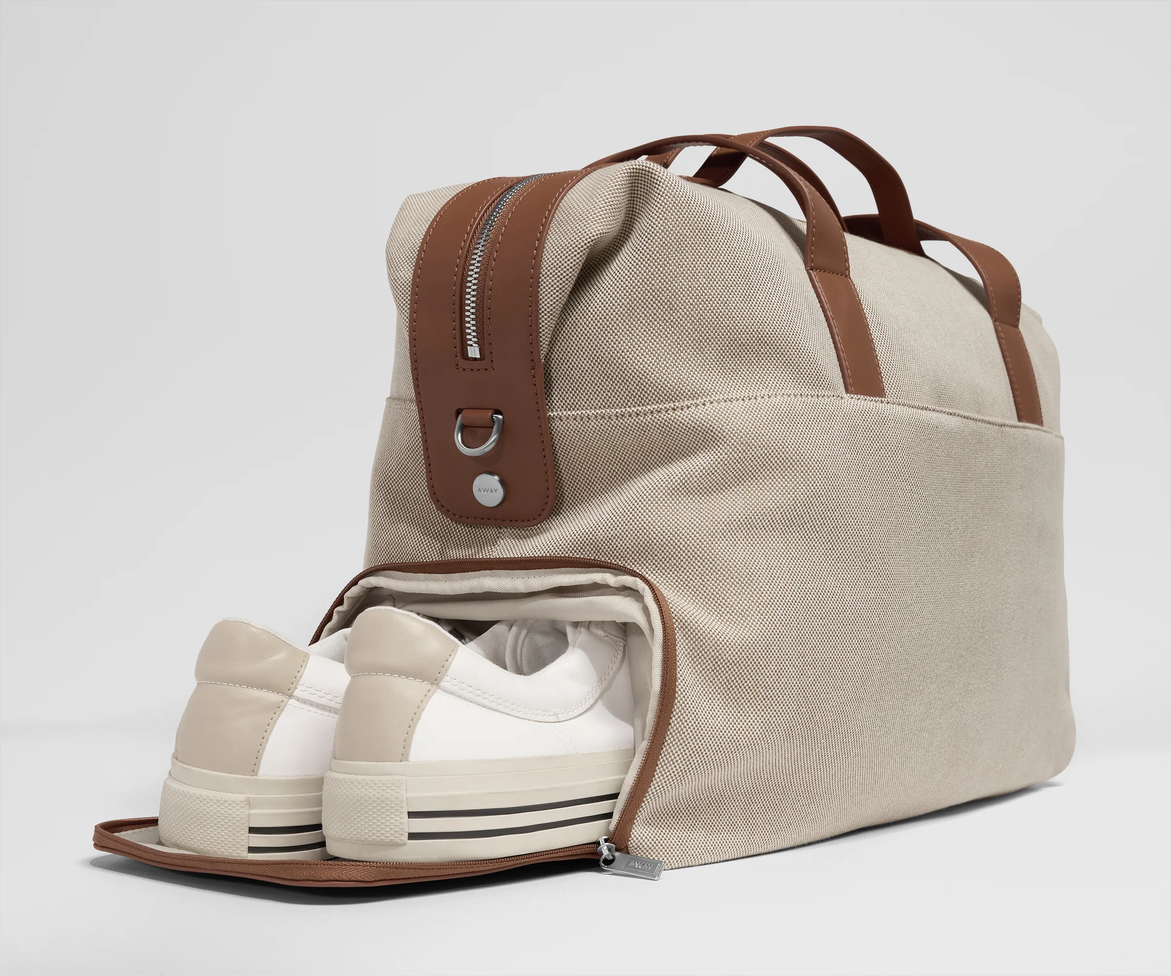 Canvas Overnight Bag in Saddle Brown - Image 3
