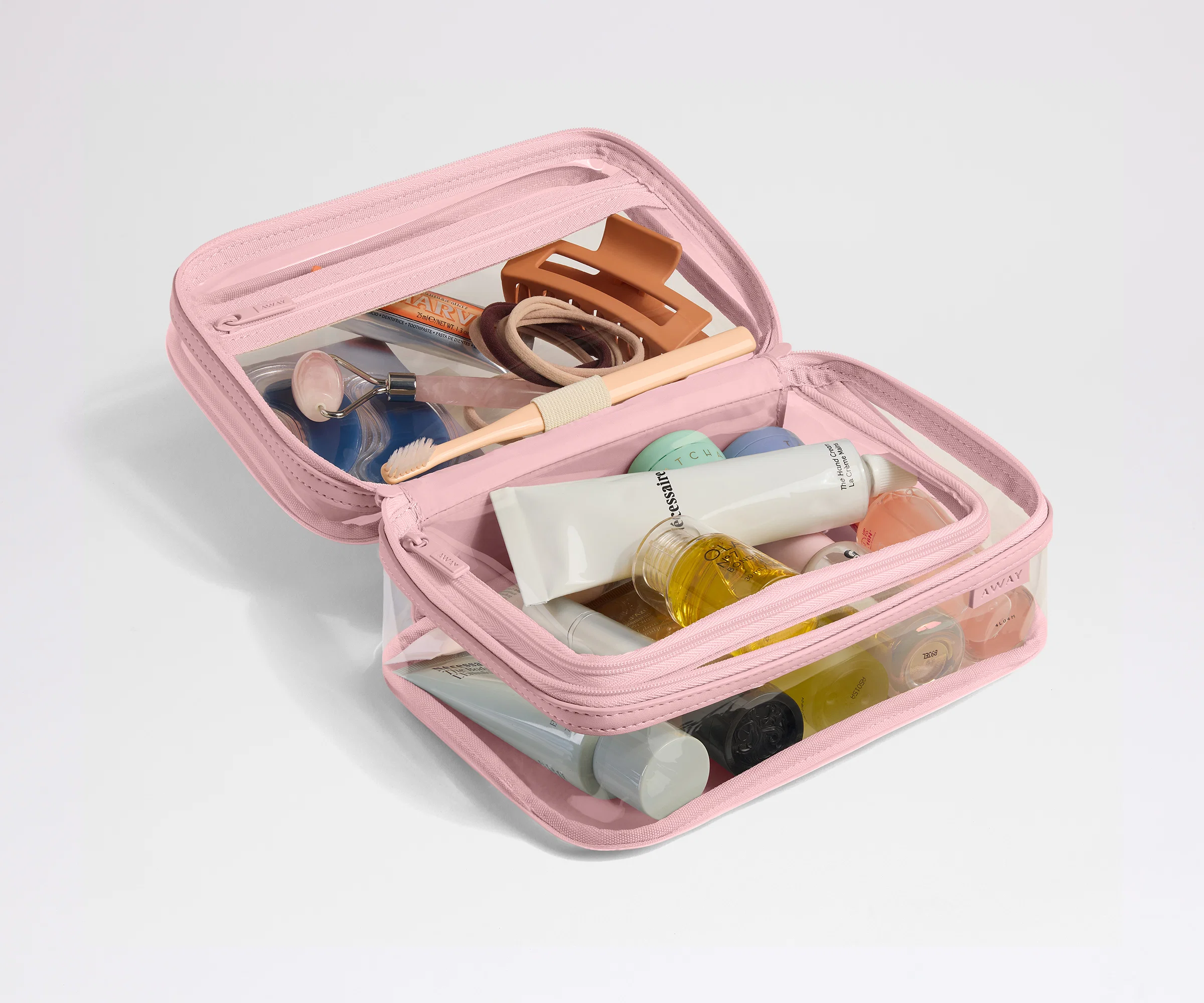 Clear Toiletry Bag in Blush Pink - Image 2
