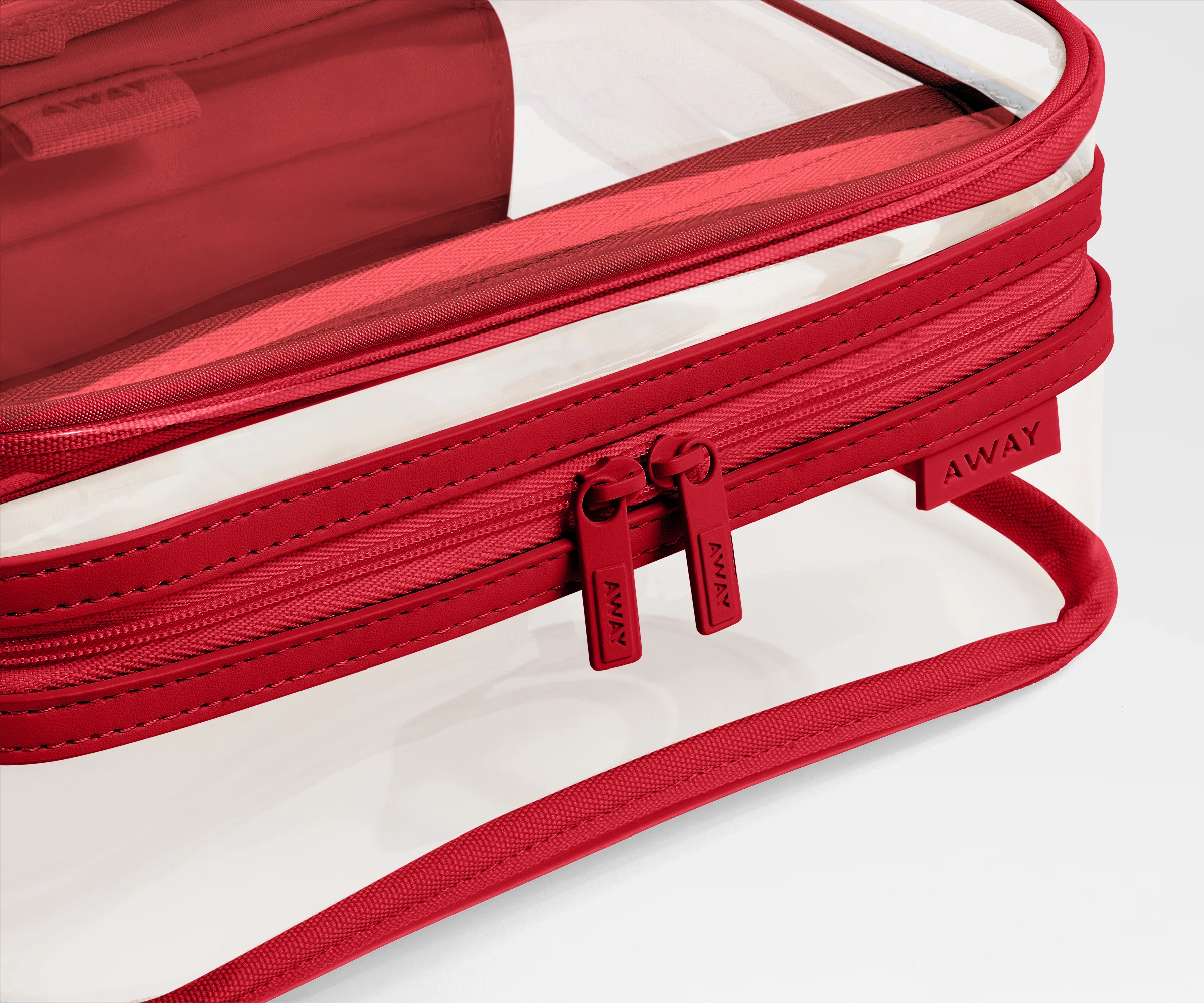 Clear Toiletry Bag in Cherry Red - Image 3
