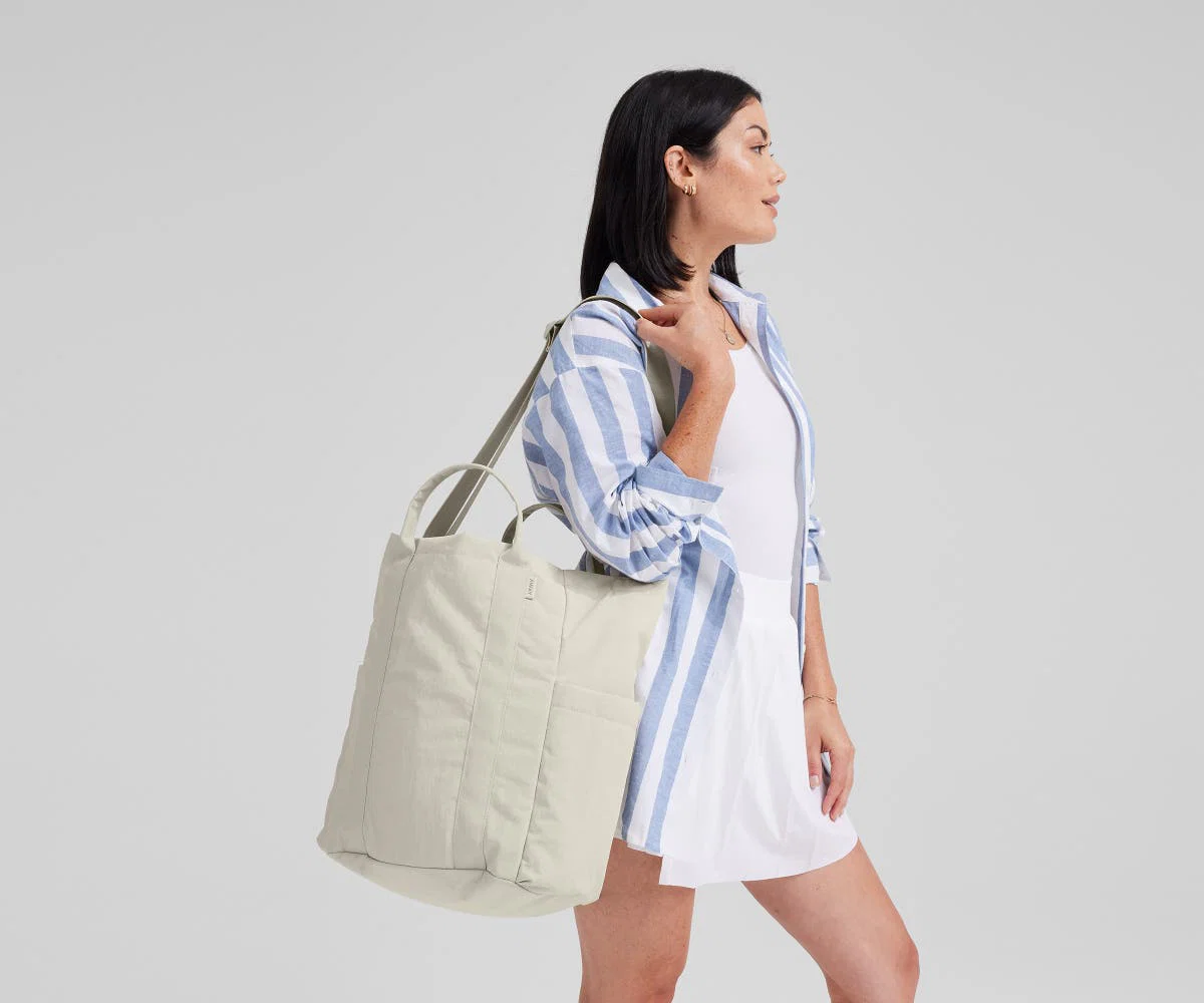 Courtside Tote in Salt White Textured Nylon - Image 2