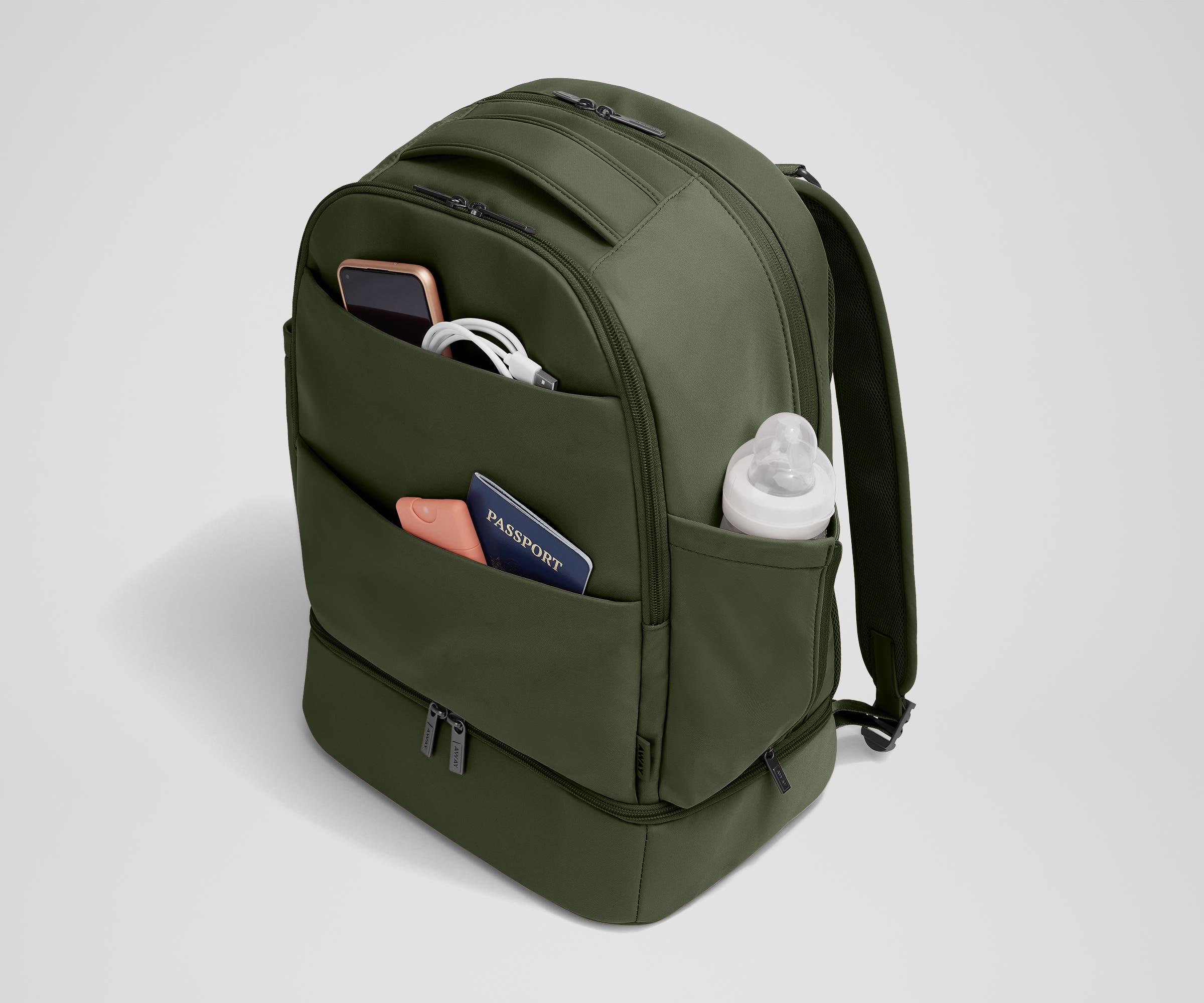 The Double Diaper Backpack in Olive Green - Image 3