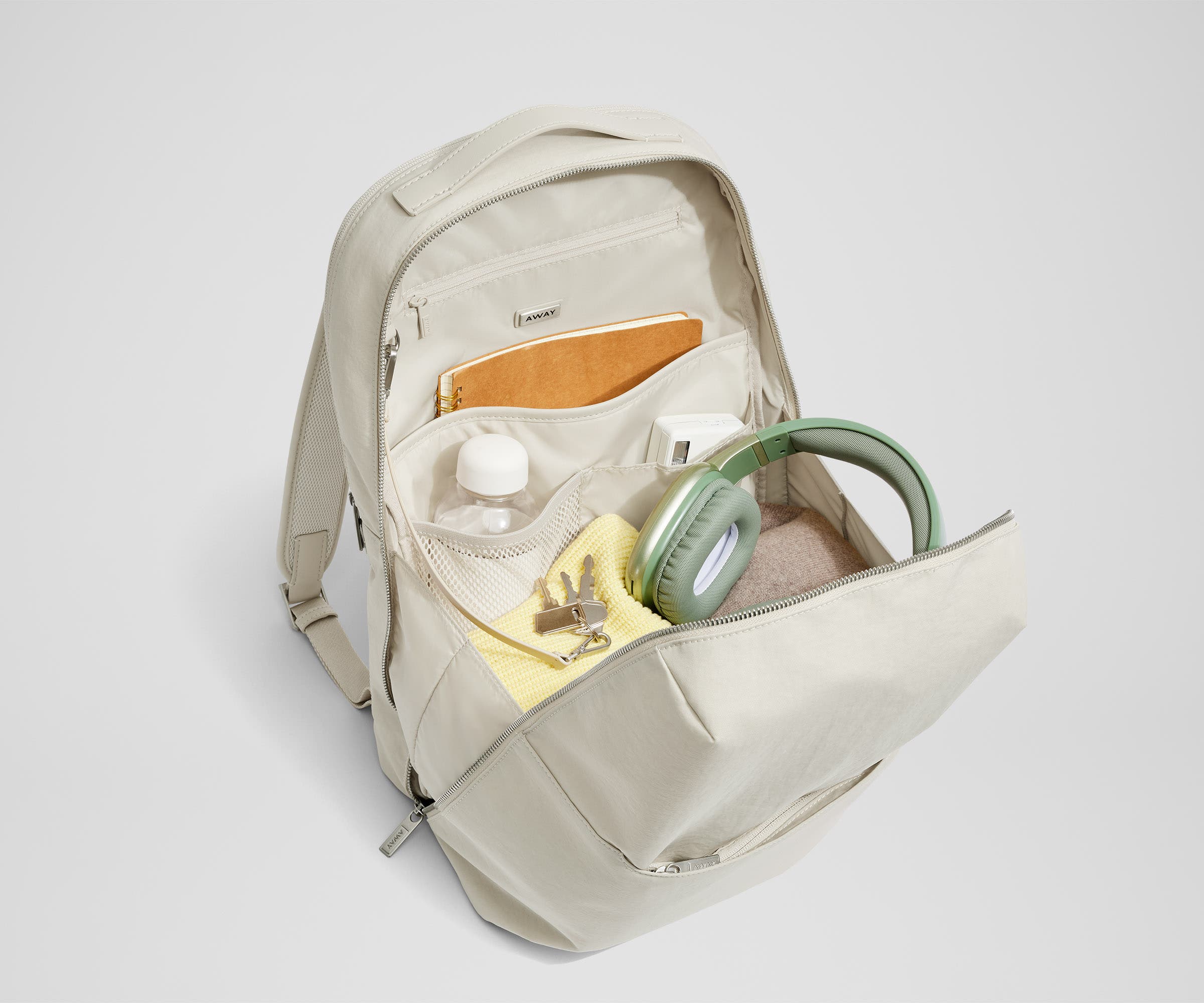 The Everywhere Zip Backpack in Salt White Textured Nylon - Image 5