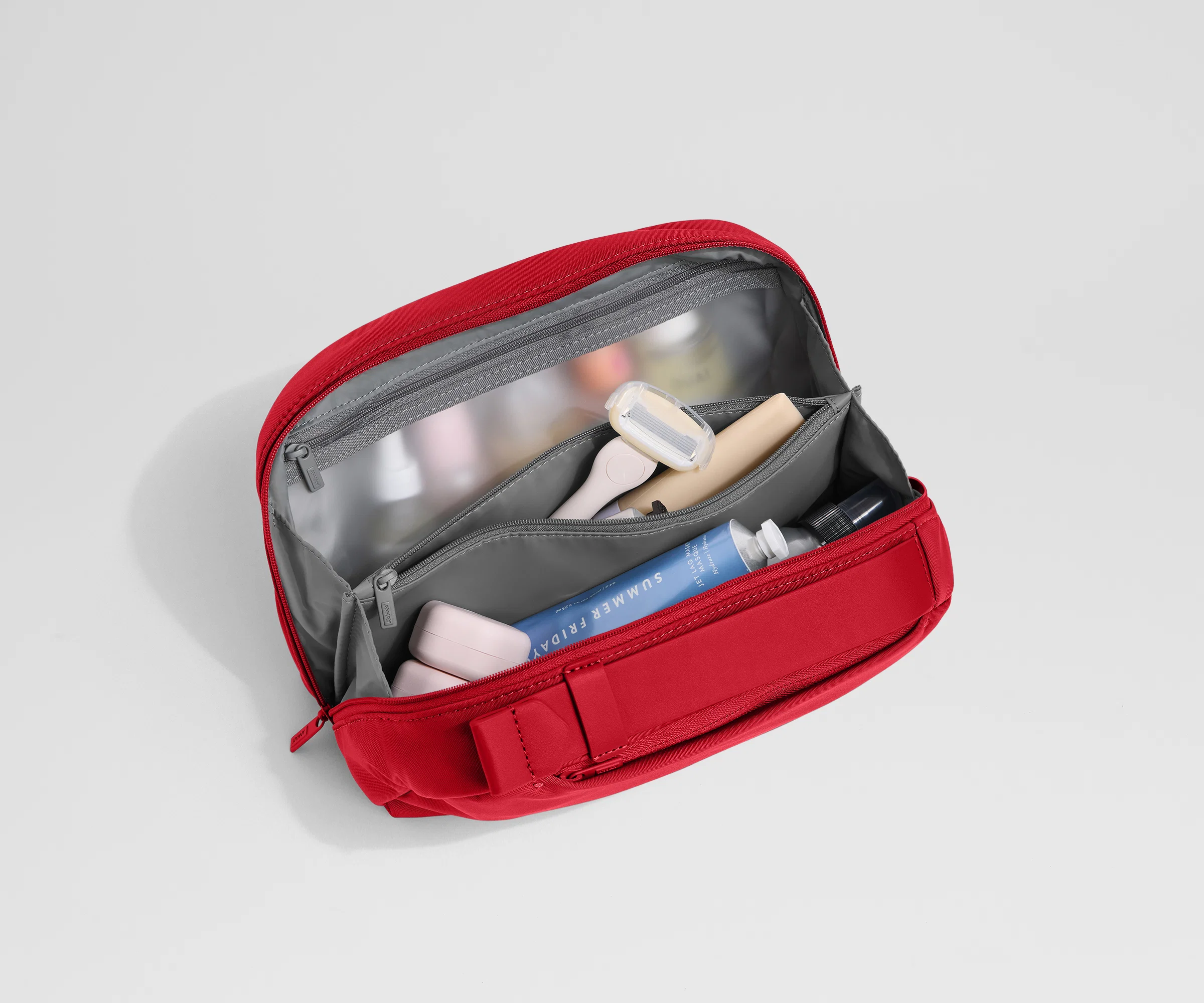 Large Toiletry Bag in Cherry Red - Image 3