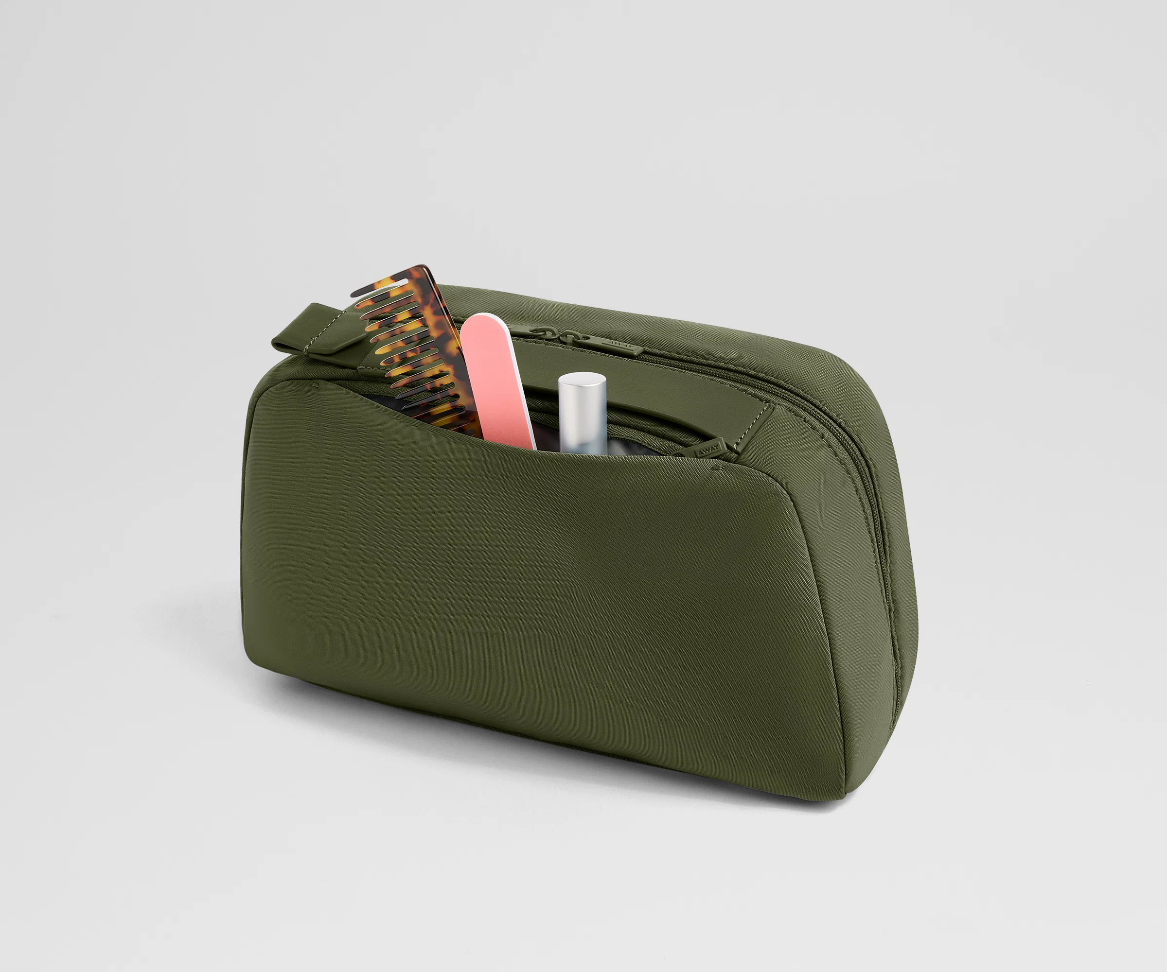 Large Toiletry Bag in Olive Green - Image 5