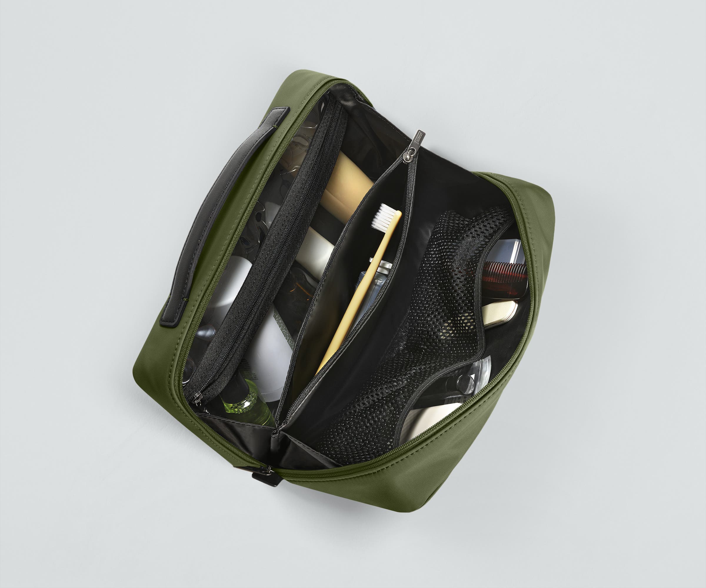The Large Toiletry Bag in Olive Green - Image 2