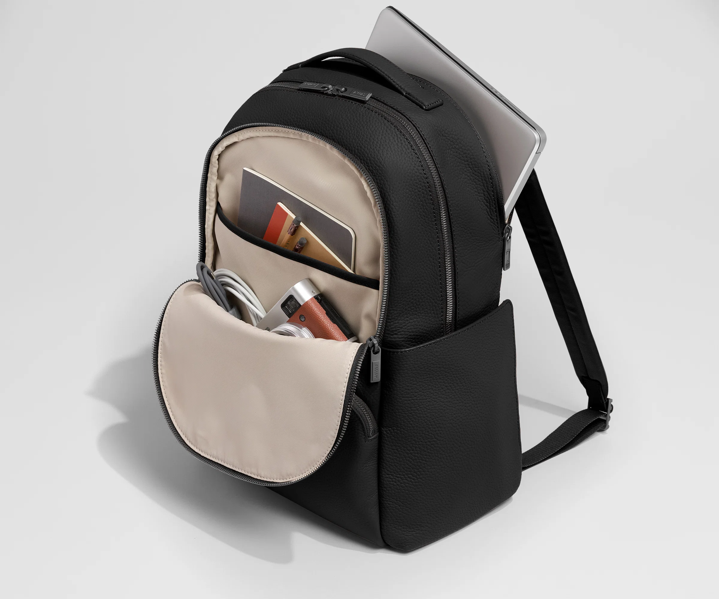 Leather Backpack in Jet Black - Image 3