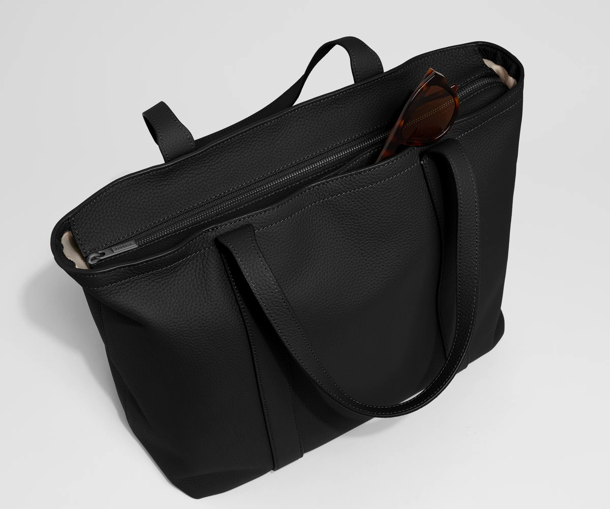 Leather Tote in Jet Black - Image 4