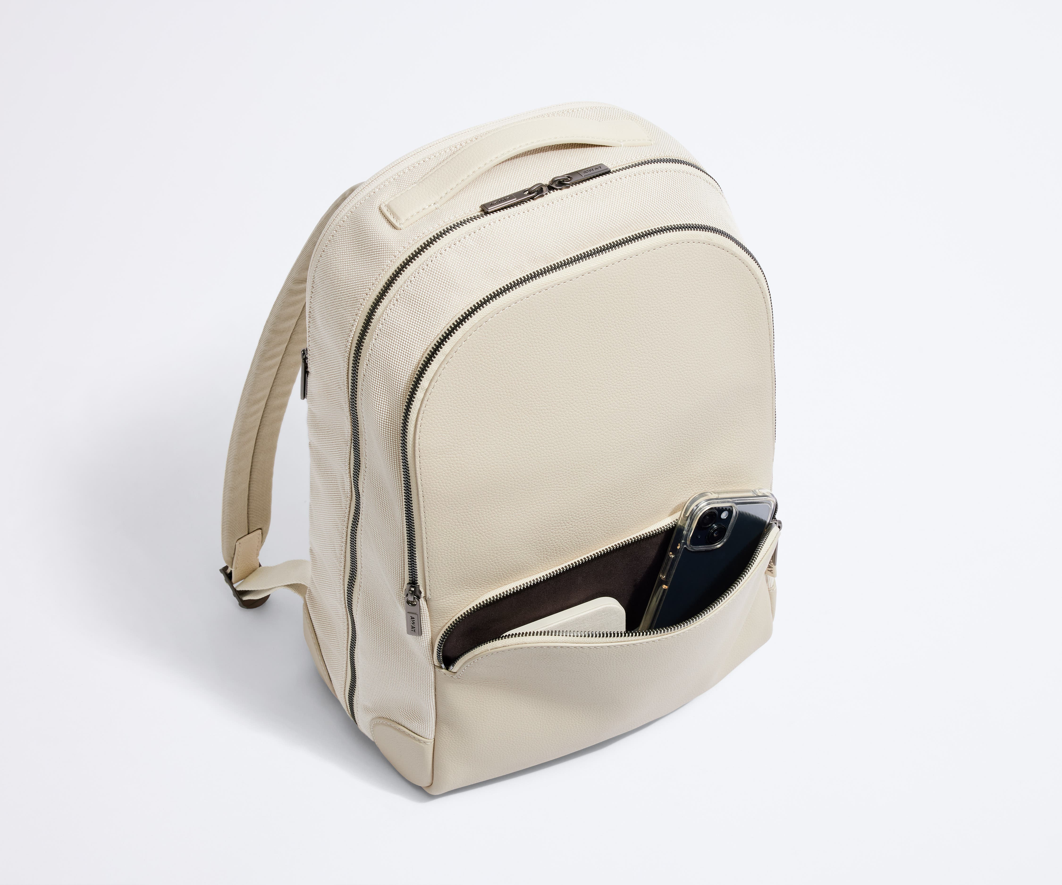 The Transit Leather Backpack in Cream White - Image 4